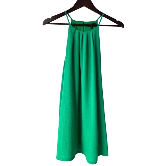 ✅ SALE NWOT TCEC Green Halter Neck Pleated Mini Dress with Pockets - Picture 5 of 10